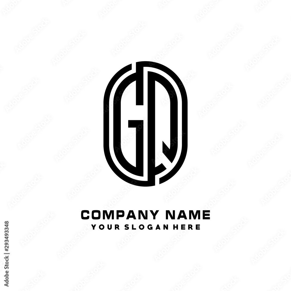 Initial Letter GQ Linked Rounded Design Logo, Black color. feminine outline logo design Initial Letter GQ Linked Rounded Design Logo, Black color. feminine outline logo design