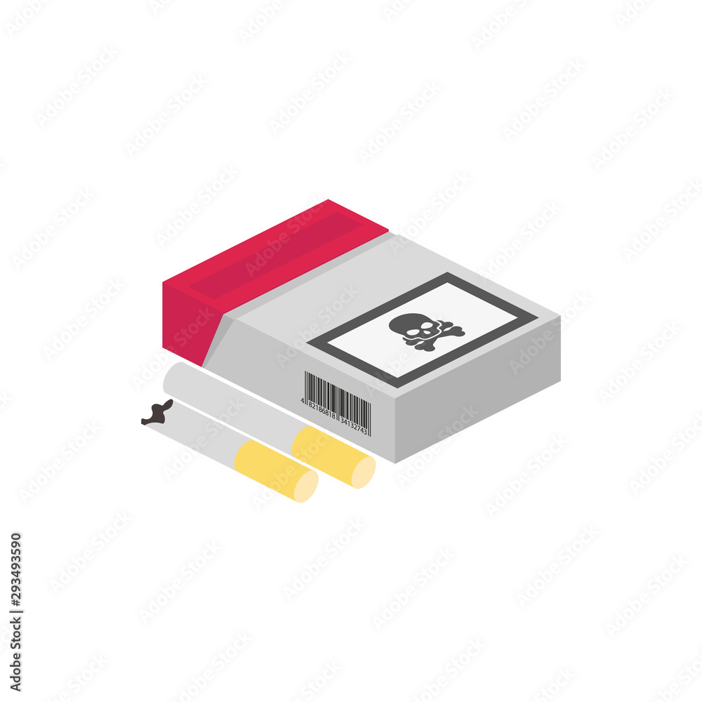 isometric cigarette pack in flat style, vector isometric cigarette pack in flat style, vector