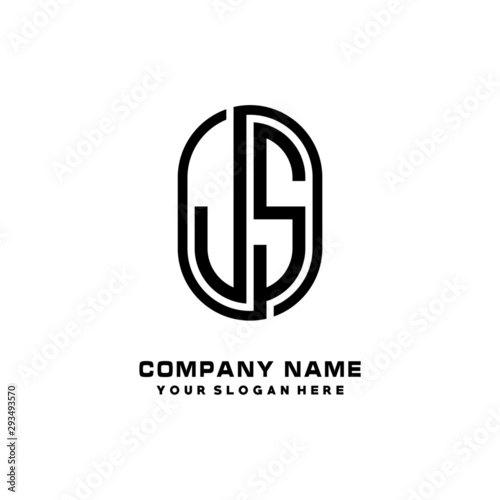 Initial Letter J S Linked Rounded Design Logo, Black color. feminine outline logo design