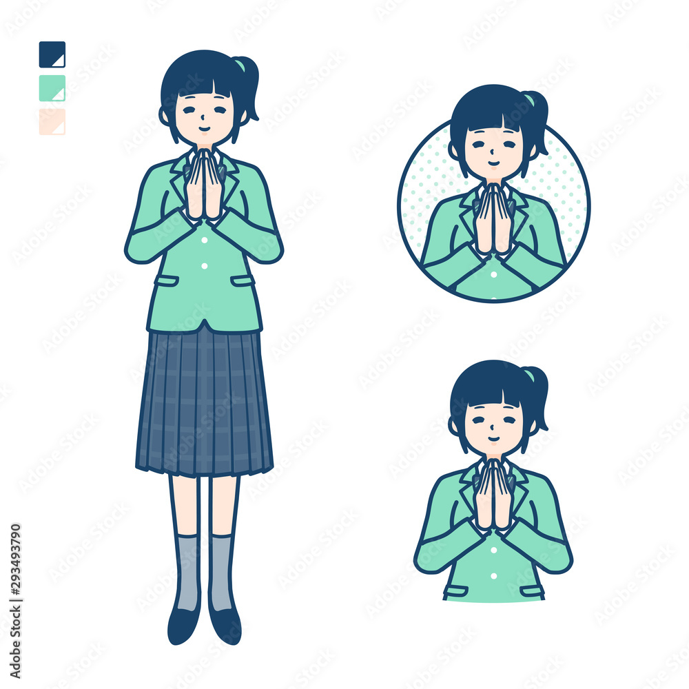 simple school girl Green Blazer_prayer