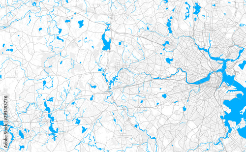 Rich detailed vector map of Waltham, Massachusetts, USA