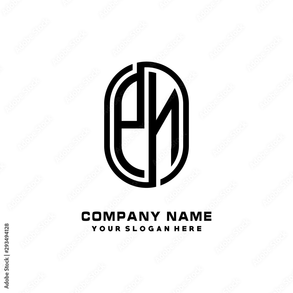 Initial Letter PN Linked Rounded Design Logo, Black color. feminine outline logo design Initial Letter PN Linked Rounded Design Logo, Black color. feminine outline logo design