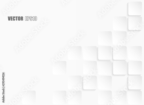 Abstract . geometric square paper white background  light and shadow . Vector.