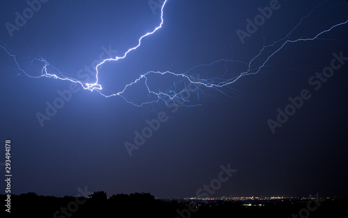 Lightning in the night sky over South Denver