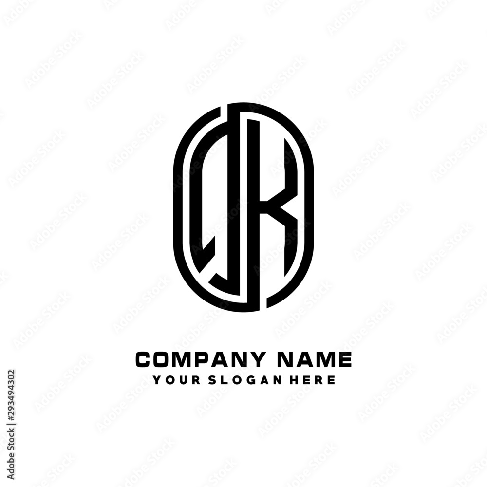 Initial Letter QK Linked Rounded Design Logo, Black color. feminine outline logo design Initial Letter QK Linked Rounded Design Logo, Black color. feminine outline logo design