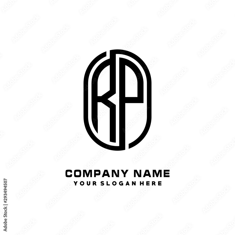 Initial Letter RP Linked Rounded Design Logo, Black color. feminine outline logo design Initial Letter RP Linked Rounded Design Logo, Black color. feminine outline logo design