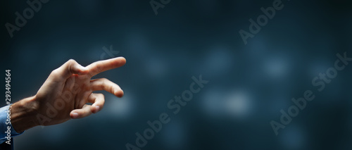 finger touches virtual screen press