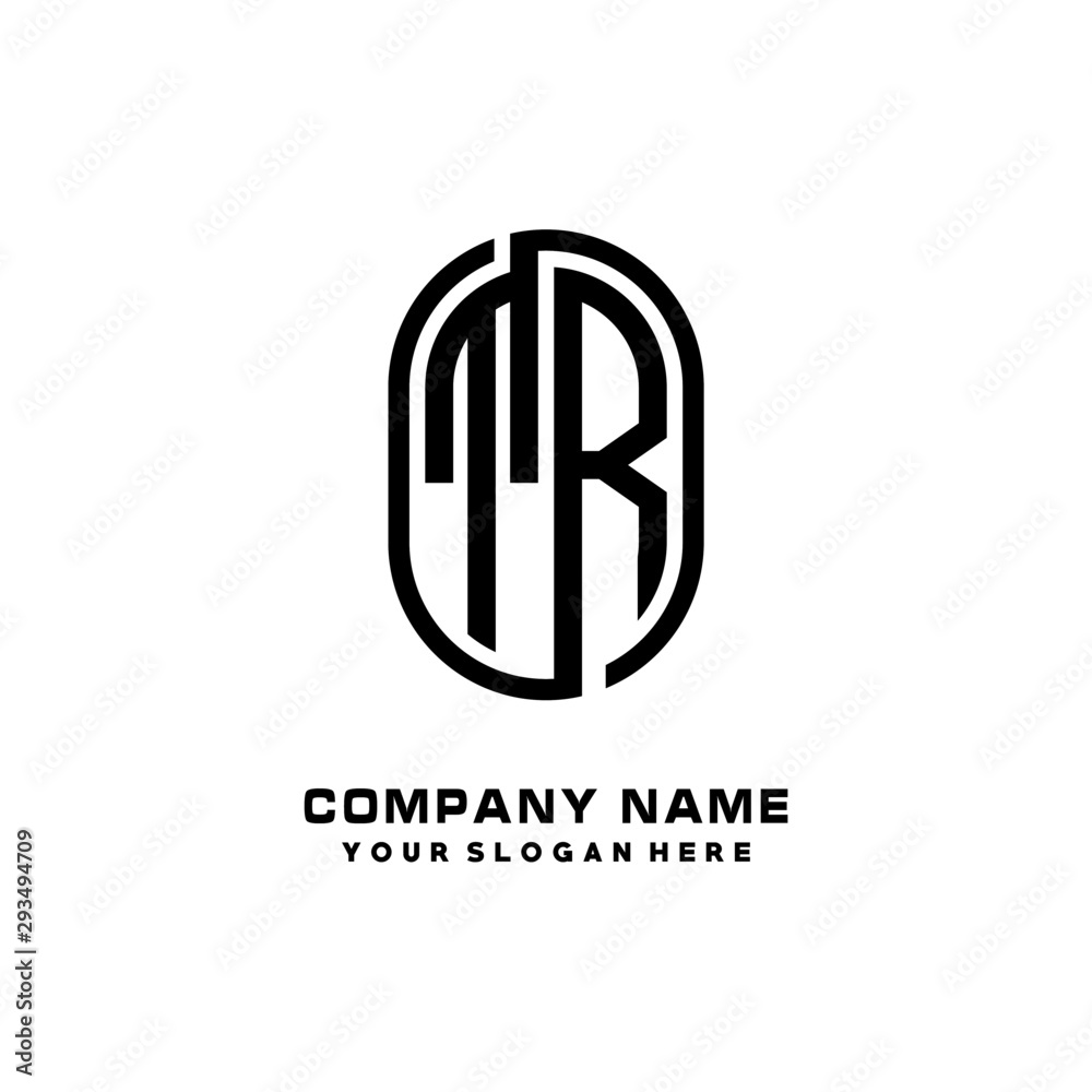 Initial Letter TR Linked Rounded Design Logo, Black color. feminine outline logo design