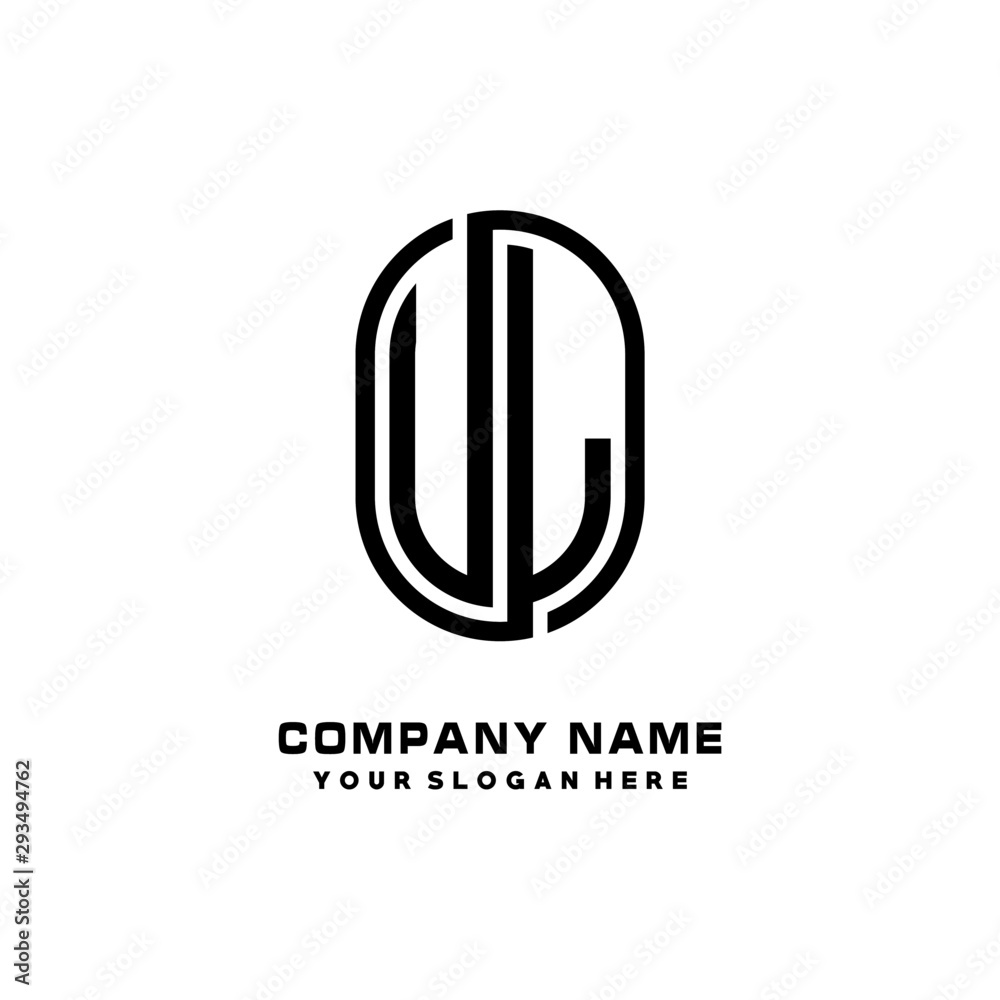 Initial Letter UL Linked Rounded Design Logo, Black color. feminine outline logo design Initial Letter UL Linked Rounded Design Logo, Black color. feminine outline logo design