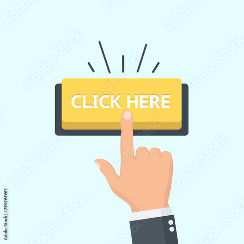 Click here button with finger clicking