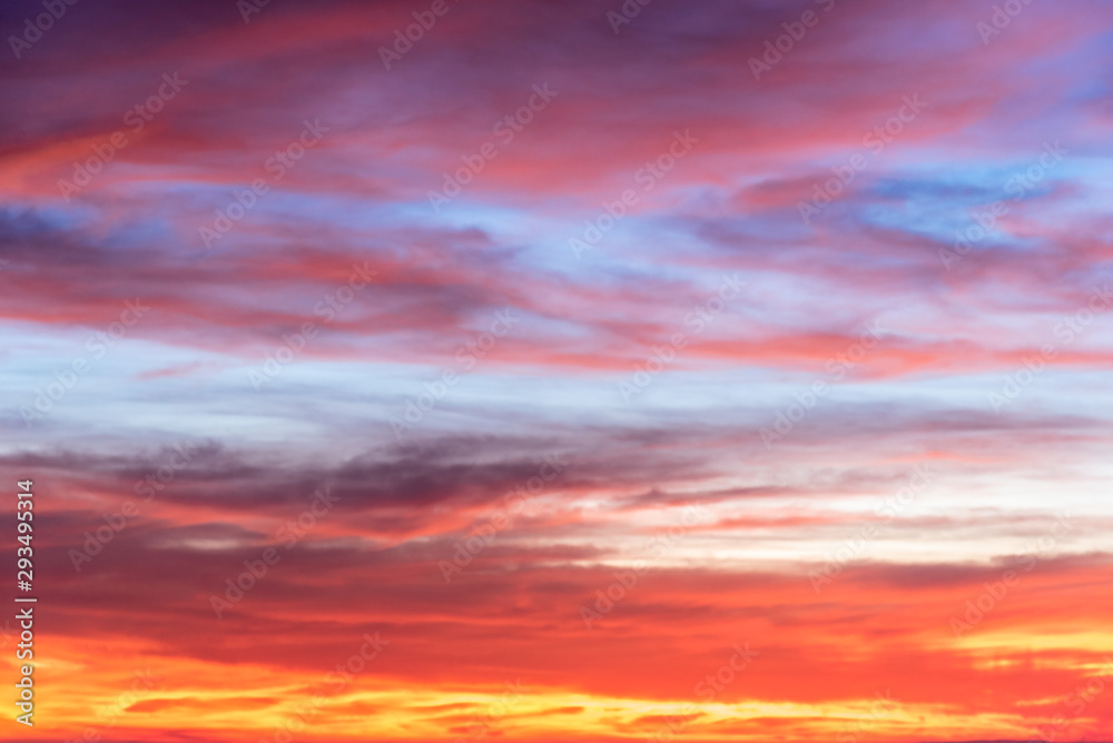 Brightly colored sunset sky