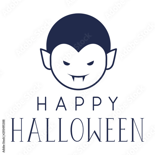 cute little boy head with dracula costume and message