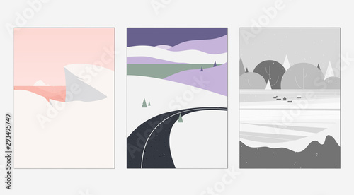 Minimalist landscape poster design, winter landscapes