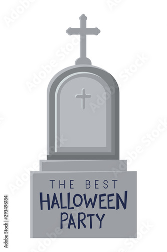 halloween party card with tumbstone