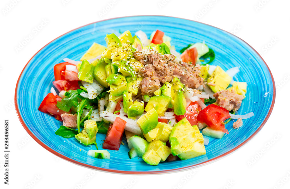 Appetizing fish salad with canned tuna