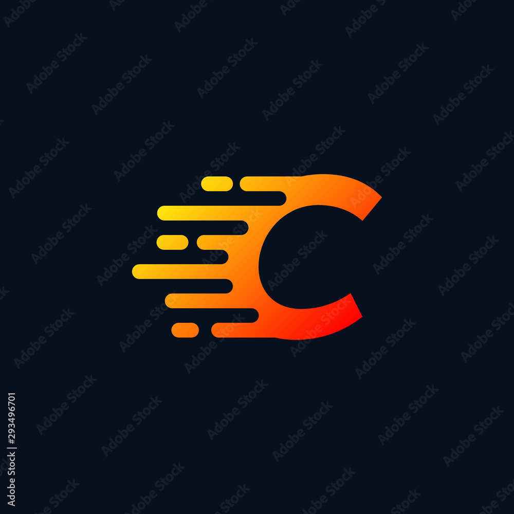 Initial Letter C Fast Logo Design isolated on dark blue background Initial Letter C Fast Logo Design isolated on dark blue background