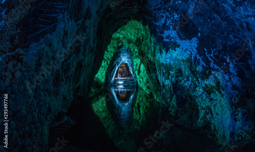 Salt mine with beautiful colors like blue and green