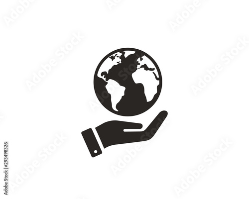 Hand save the earth icon symbol vector