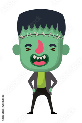 cute little boy with frankenstein costume photo