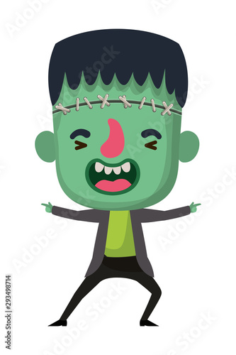 cute little boy with frankenstein costume photo