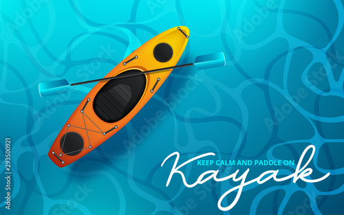 kayak vector illustration, kayaking water sport. Vector illustration