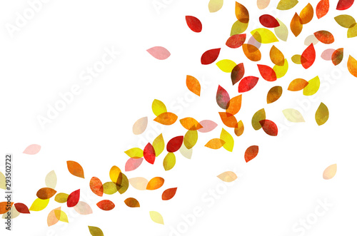 秋 舞う紅葉 （水彩色鉛筆）