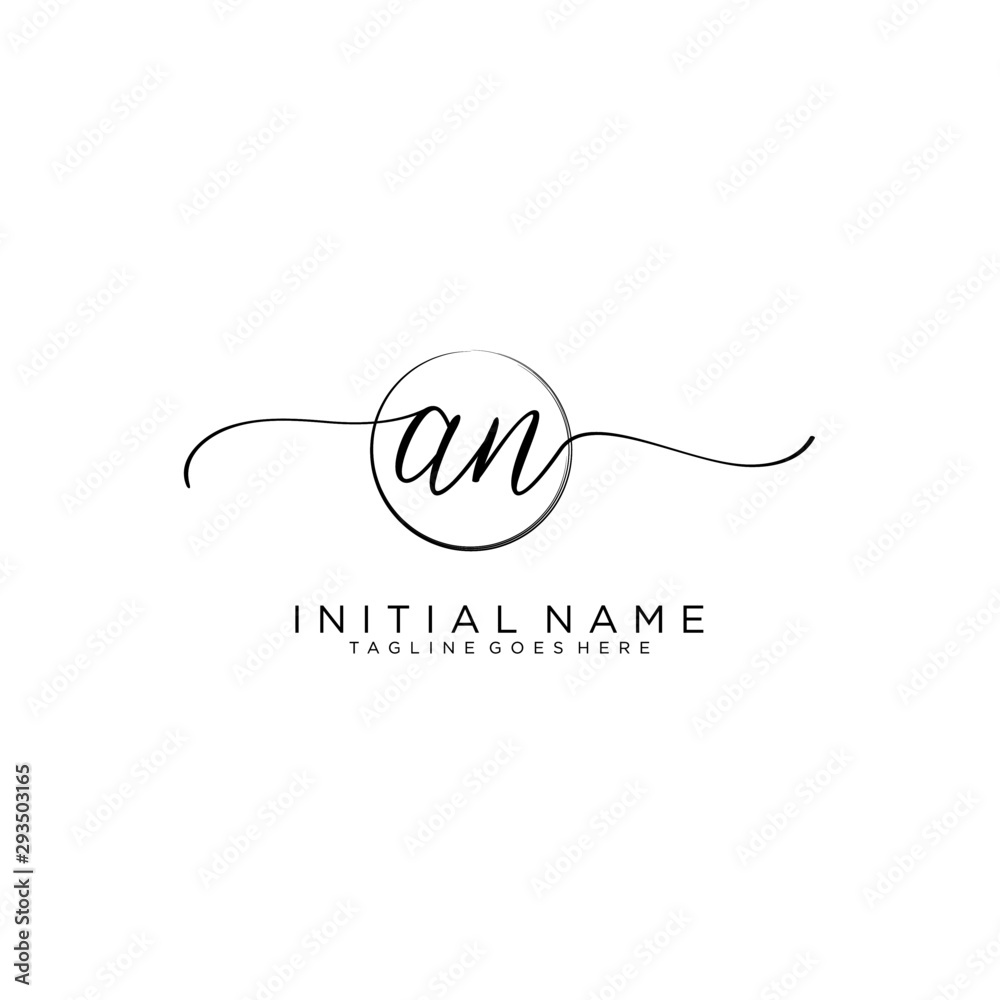 AN Initial handwriting logo with circle template vector. AN Initial handwriting logo with circle template vector.