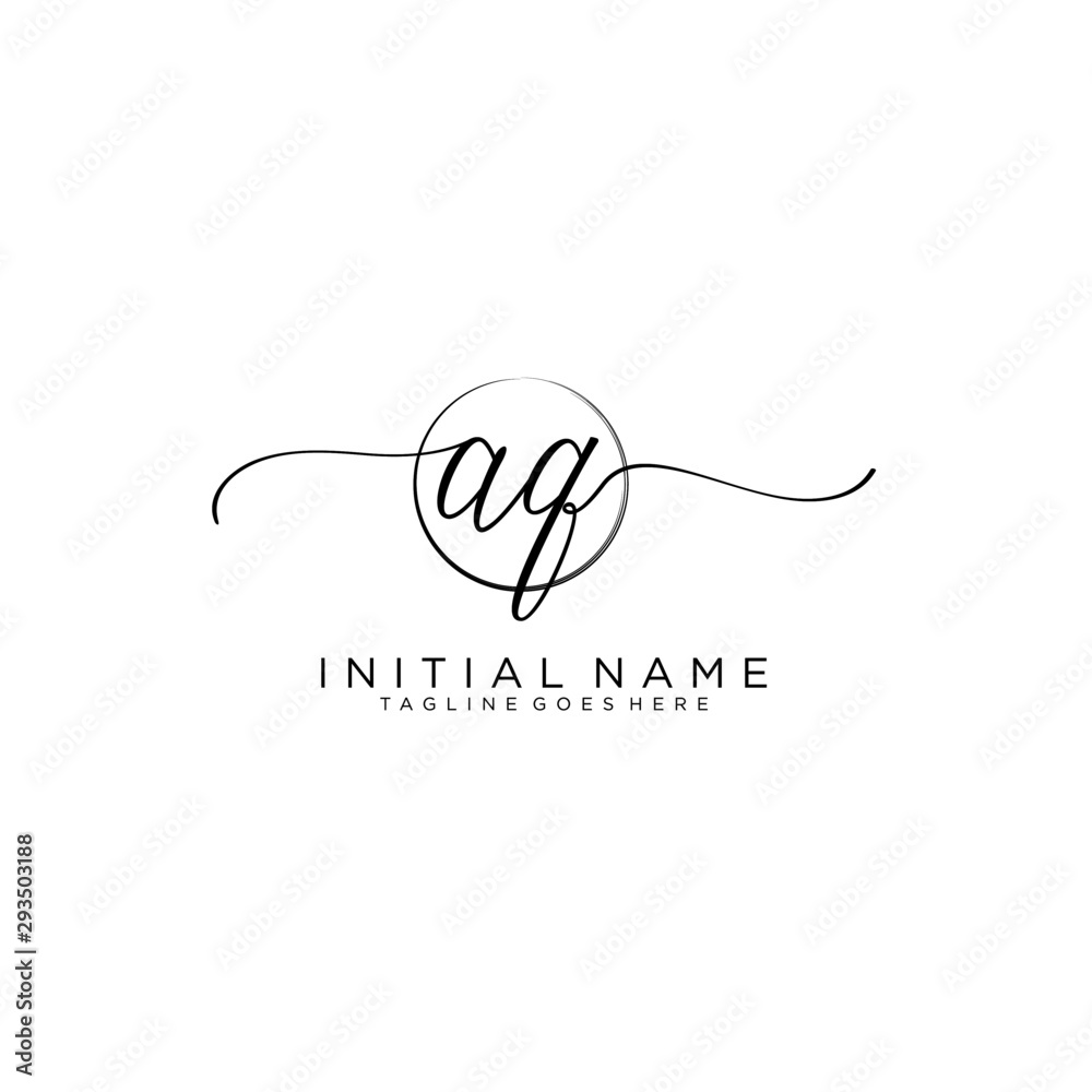 AQ Initial handwriting logo with circle template vector. AQ Initial handwriting logo with circle template vector.