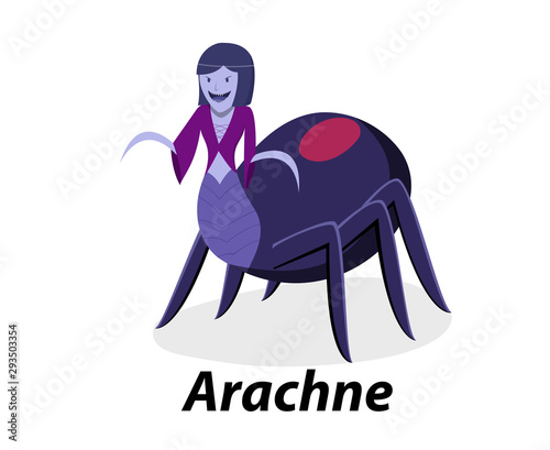 Tableau sur toile Arachne isolated on white in flat vector art
