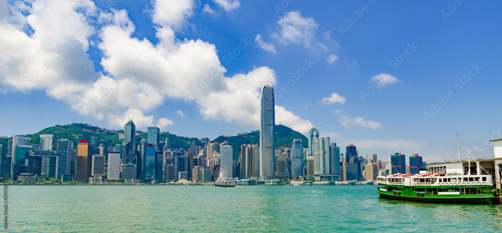 Panorama of Hong Kong skyline, China