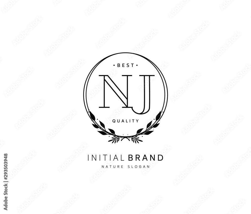 N J NJ Beauty vector initial logo, handwriting logo of initial signature, wedding, fashion, jewerly, boutique, floral and botanical with creative template for any company or business. N J NJ Beauty vector initial logo, handwriting logo of initial signature, wedding, fashion, jewerly, boutique, floral and botanical with creative template for any company or business.