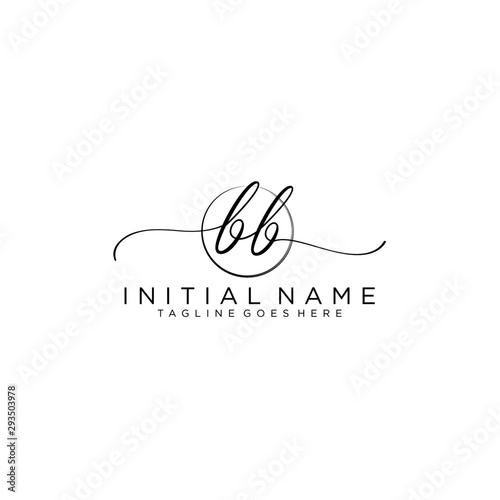 BB Initial handwriting logo with circle template vector.