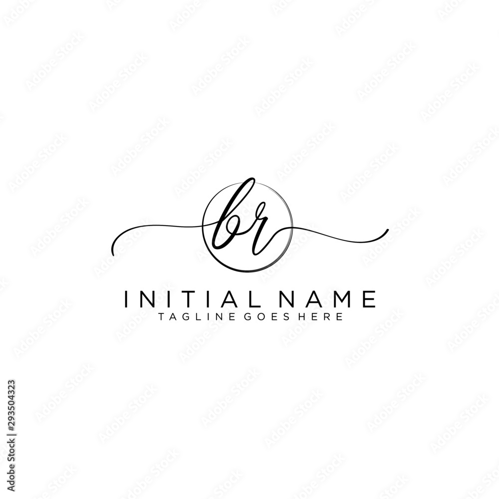 BR Initial handwriting logo with circle template vector. BR Initial handwriting logo with circle template vector.