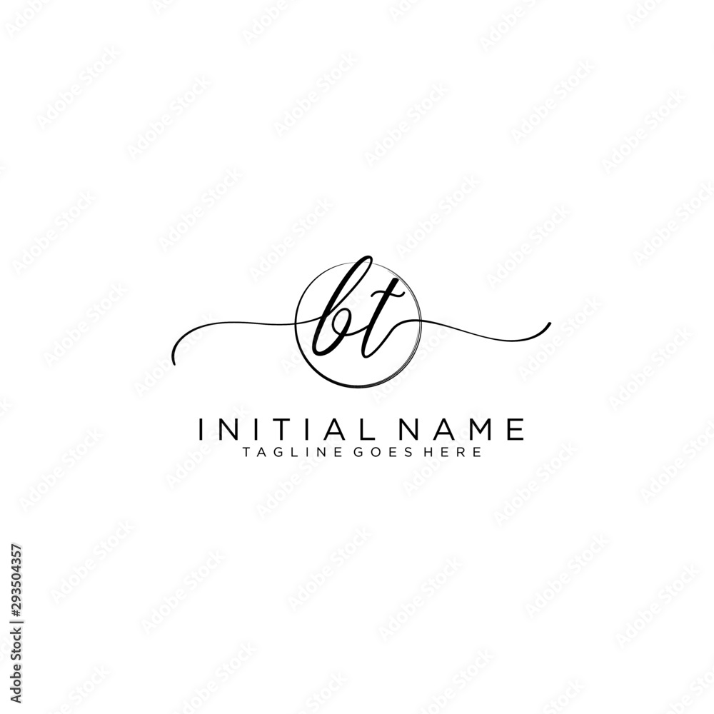 BT Initial handwriting logo with circle template vector. BT Initial handwriting logo with circle template vector.