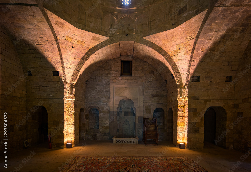 Royal mosque interior at Shirvanshahs palace in Baku city