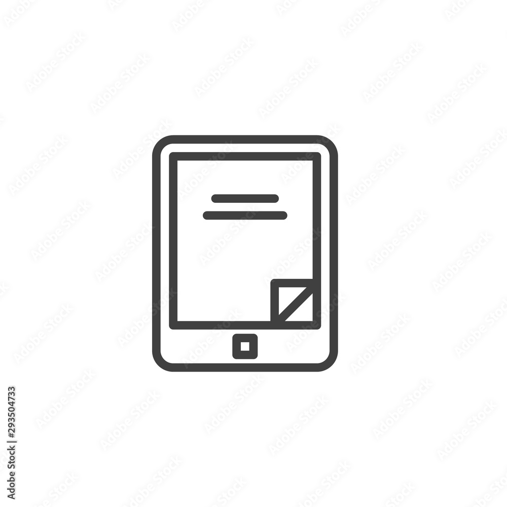 Electronic book reader line icon. linear style sign for mobile concept and web design. E-book reader outline vector icon. Symbol, logo illustration. Vector graphics Electronic book reader line icon. linear style sign for mobile concept and web design. E-book reader outline vector icon. Symbol, logo illustration. Vector graphics