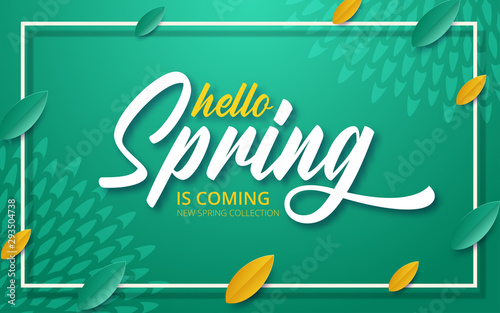 Spring banner with paper flowers for online shopping, advertising actions, magazines and websites. Vector illustration