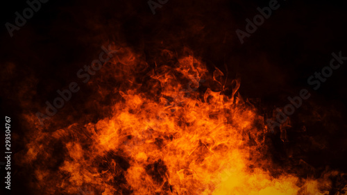Fire flames texture on isolated black background. Perfect texture overlays for copy space. Design element.