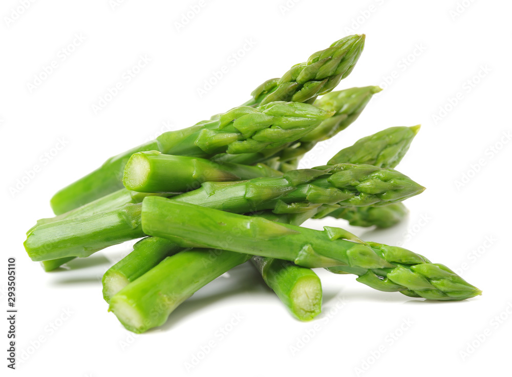 Effective Boiled asparagus on white background Effective Boiled asparagus on white background