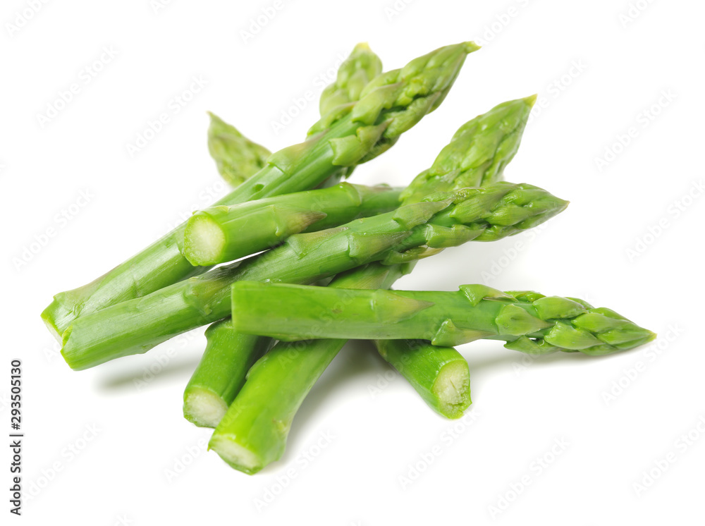 Effective Boiled asparagus on white background Effective Boiled asparagus on white background