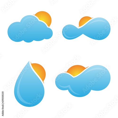 Set illustration weather icon symbol with cloud and sun