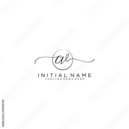 CV Initial handwriting logo with circle template vector.