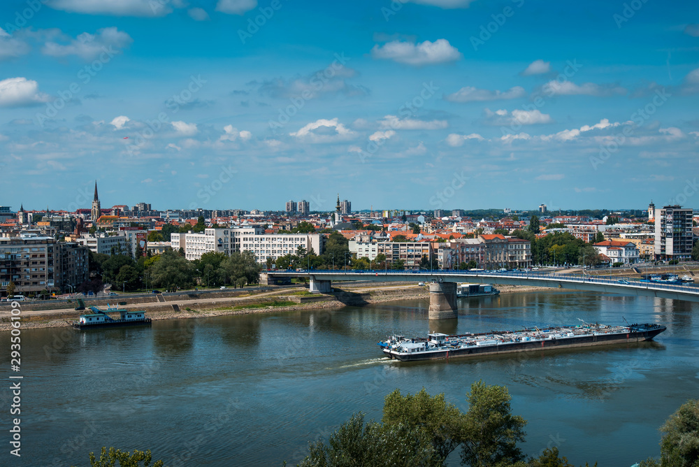 Novi Sad city over the Danube river in north Serbia