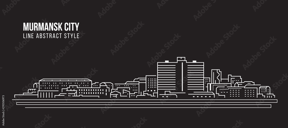 Cityscape Building panorama Line art Vector Illustration design - Murmansk city