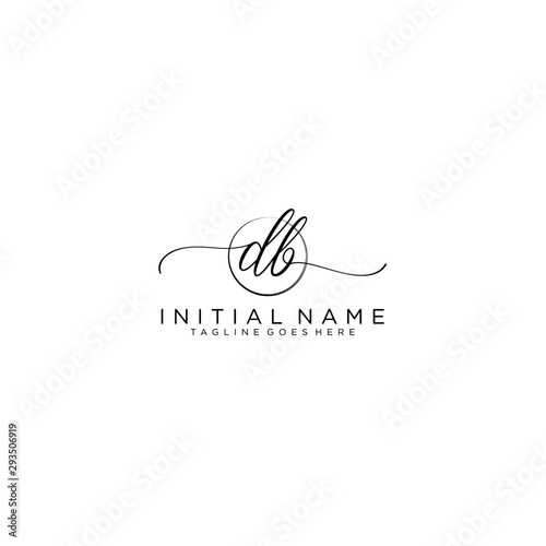 DB Initial handwriting logo with circle template vector.
