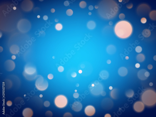 Abstract warm bokeh effect on blue background. Gold glitter lights. EPS 10