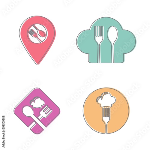Set of colorful vector design template for restaurant on the white background