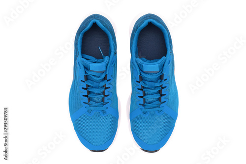 Sport blue sneakers isolated on white background.