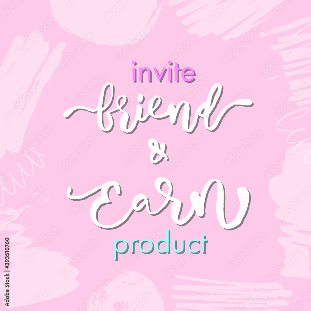 Refer a friend vector lettering. Referral marketing phrase isolated on white background. Handwritten brush pen calligraphy poster for loyalty program. Attract customers flyer. Start referring, invite