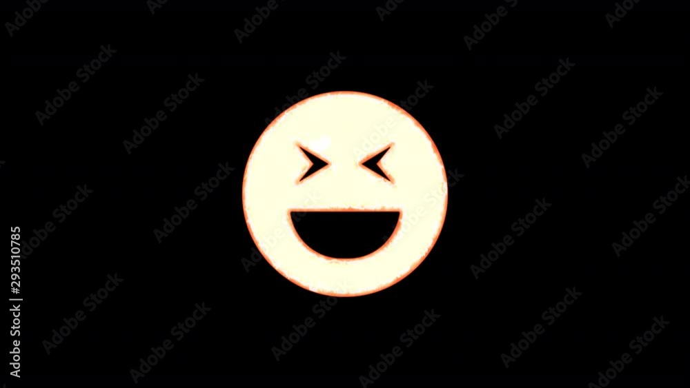 Symbol laugh squint burns out of transparency, then burns again. Alpha channel Premultiplied - Matted with color black Symbol laugh squint burns out of transparency, then burns again. Alpha channel Premultiplied - Matted with color black
